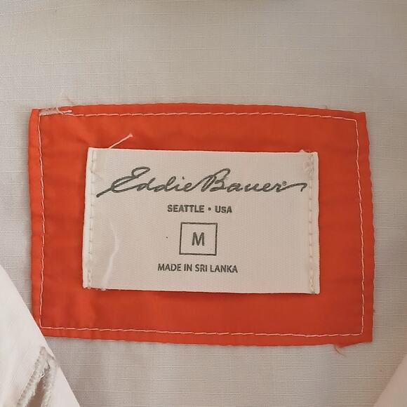 Eddie Bauer Women’s M Beige Safari Field Jacket Travex Patchwork Elbow Utility - Picture 9 of 14